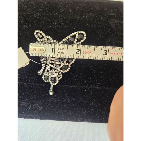 Laila Rowe Black/White Rhinestone Butterfly Brooch Pin - Picture 6 of 6